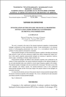 Investigation of the dynamic-mechanical properties of polyacrylamide hydrogels synthesized by frontal polymerization