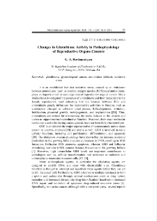 Changes in Glutathione Activity in Pathophysiology of Reproductive Organs Cancers