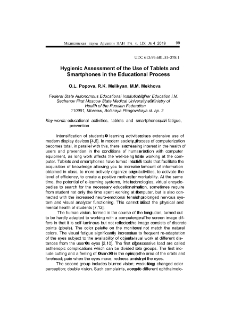 Hygienic Assessment of the Use of Tablets and Smartphones in the Educational Process