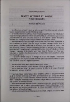 Identite nationale et langue. Un lien indissociable