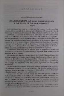 The Achievements and some Current Issues in the Study of the Cilicia Dialect