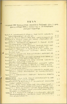 Ցանկ «Հայկական ՍՍՌ Գիտությունների ակադեմիայի Տեղեկագրի» (բիոլ. և գյուղ. գիտությունների) 1954 թ. հատոր 7-րդ, 1-12 համարներում զետեղված հոդվածների ; Խմբագրական կոլեգիա