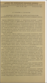О влиянии обрезки на фотосинтетическую активность листьев плодовых и декоративных пород