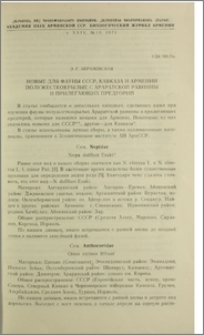 Новые для фауны СССР, Кавказа и Армении полужесткокрылые с Араратской равнины и прилегающих предгорий