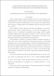 ON THE THEORY OF MULTI-PHOTON RESONANT INTERACTION OF STRONG ELECTROMAGNETIC WAVE WITH SEMICONDUCTORS