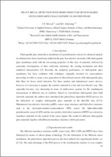 HEAVY METAL DETECTION WITH SEMICONDUCTOR DEVICES BASED ON PLD-PREPARED CHALCOGENIDE GLASS THIN FILMS