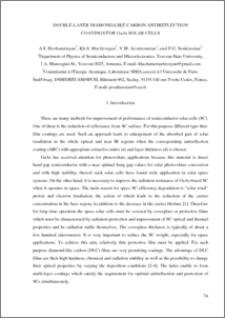 DOUBLE-LAYER DIAMOND-LIKE CARBON ANTIREFLECTION COATINGS FOR GaAs SOLAR CELLS