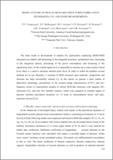 SHORT OUTLINE OF SILICON MOS-LIKE STRUCTURES FABRICATION TECHNIQUES, CVC AND NOISE MEASUREMENTS