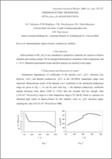 THERMOELECTRIC PROPERTIES OF Pb0.85Ge0.15Te SOLID SOLUTION