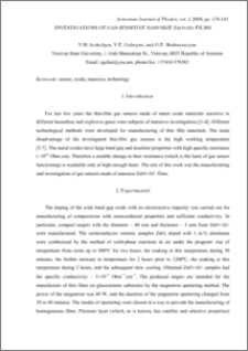 INVESTIGATIONS OF GAS-SENSITIVE NANOSIZE ZnO < Al > FILMS