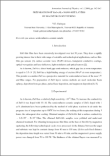PREPARATION OF ZnO < AL > NANO-SIZE LAYERS BY MAGNETRON SPUTTERING