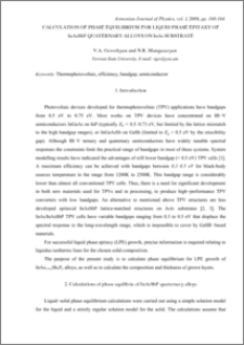 CALCULATION OF PHASE EQUILIBRIUM FOR LIQUID PHASE EPITAXY OF InAsSbP QUATERNARY ALLOYS ON InAs SUBSTRATE