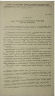 Опыт получения ветвистых колосьев яровой пшеницы