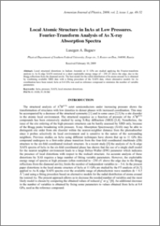 LOCAL ATOMIC STRUCTURE IN InAs AT LOW PRESSURES. FOURIER-TRANSFORM ANALYSIS OF AS X-RAY ABSORPTION SPECTRA