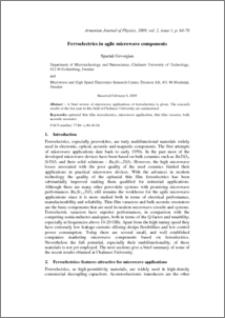 FERROELECTRICS IN AGILE MICROWAVE COMPONENTS