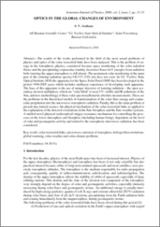 OPTICS IN THE GLOBAL CHANGES OF ENVIRONMENT