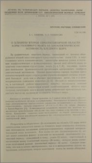О влиянии второй соматосенсорной области коры головного мозга на биоэлектрическую активность бледного шара