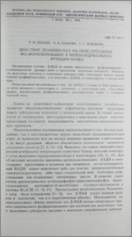 Действие деамино-НАД на окислительное фосфорилирование в митохондриальной фракции почек