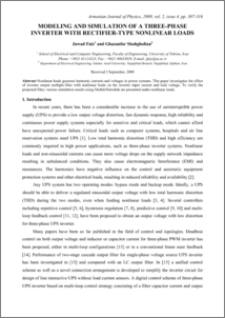 MODELING AND SIMULATION OF A THREE-PHASE INVERTER WITH RECTIFIER-TYPE NONLINEAR LOADS