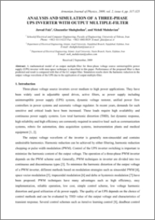 ANALYSIS AND SIMULATION OF A THREE-PHASE UPS INVERTER WITH OUTPUT MULTIPLE-FILTER