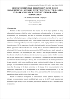 SURFACE POTENTIAL BEHAVIOR IN ISFET BASED BIO-(CHEMICAL) SENSORS WITH TWO INSULATOR LAYERS IN DARK AND UNDER INTENSITY MODULATED IRRADIATION