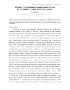 PICOSECOND DISTRIBUTED FEEDBACK LASER IN INFRARED -VISIBLE SPECTRAL RANGE