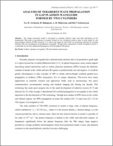 ANALYSIS OF TERAHERTZ WAVE PROPAGATION IN GAP PLASMON WAVEGUIDE FORMED BY TWO CYLINDERS