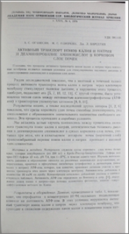 Активный транспорт ионов калия и натрия и деаминирование аминокислот в корковом слое почек
