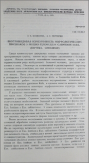 Внутривидовая изменчивость морфологических признаков у мошки Eusimulium garniense Rubz. (Diptera, Simuliidae)