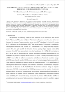ELECTRONIC EXCITATION DECAY IN LiNbO3:Yb3+ CRYSTALS IN THE PRESENCE OF PAIR IMPURITY CENTERS