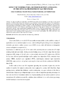 EFFECT OF TEMPERATURE AND PERIOD OF POST-ANNEALING ON THE OPTICAL PROPERTIES OF ZnO THIN FILMS
