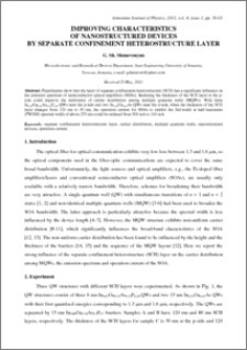 IMPROVING CHARACTERISTICS OF NANOSTRUCTURED DEVICES BY SEPARATE CONFINEMENT HETEROSTRUCTURE LAYER