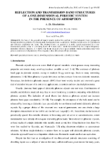 REFLECTION AND TRANSMISSION BAND STRUCTURES OF A ONE-DIMENSIONAL PERIODIC SYSTEM IN THE PRESENCE OF ABSORPTION