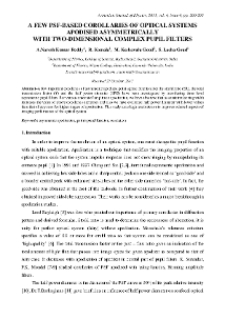 A FEW PSF-BASED COROLLARIES OF OPTICAL SYSTEMS APODISED ASYMMETRICALLY WITH TWO-DIMENSIONAL COMPLEX PUPIL FILTERS