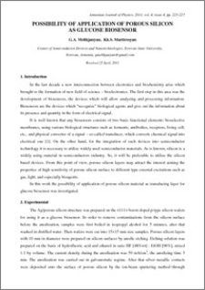 POSSIBILITY OF APPLICATION OF POROUS SILICON AS GLUCOSE BIOSENSOR