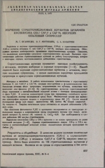 Изучение стрептомициновых мутантов штаммов Escherichia coli Caf1Y и Caf 70, несущих опаловый супрессор