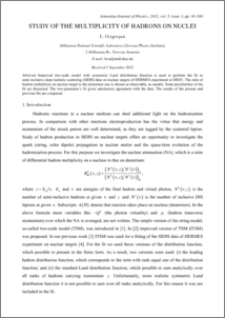 STUDY OF THE MULTIPLICITY OF HADRONS ON NUCLEI