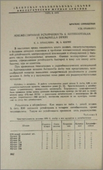 Множественная устойчивость к антибиотикам у Salmonella Derby