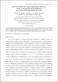 CALCULATION OF COULOMB REPULSION (U) FOR 3d TRANSITION ELEMENTS IN Co2YAl TYPE HEUSLER ALLOYS