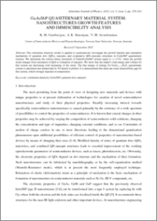 GaAsSbP QUASITERNARY MATERIAL SYSTEM: NANOSTRUCTURES GROWTH FEATURES AND IMMISCIBILITY ANALYSIS