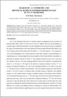 SEARCH OF ±F0 SYMMETRY AND IDENTICAL BANDS IN SUPERDEFORMED NUCLEI IN 72≤N≤86 REGION