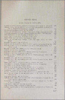 Subject index to the volume № XXII, 1979