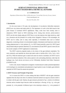 SURFACE POTENTIAL BEHAVIOR IN ISFET BASED BIO-(CHEMICAL) SENSOR