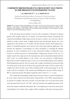 COHERENT BREMSSTRAHLUNG FROM 20 MEV ELECTRONS IN THE PRESENCE OF HYPERSONIC WAVES
