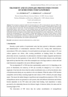 TRANSIENT AND STATIONARY PHOTOCONDUCTIVITY OF SEMICONDUCTOR NANOWIRES