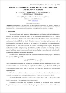 NOVEL METHOD OF CARDIAC ACTIVITY EXTRACTION IN L-BAND CW RADARS