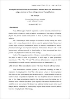 Investigation of Characteristics of Semiconductor Detectors of a-C/n-Si Heterostructure and p-n Junctions by Means of Registration of Charged Particles