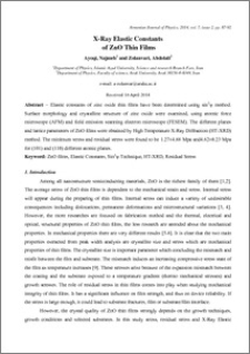 X-Ray Elastic Constants of ZnO Thin Films