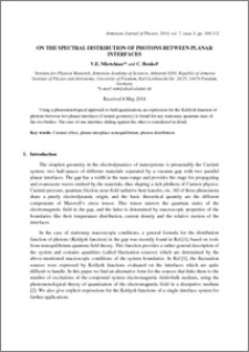 ON THE SPECTRAL DISTRIBUTION OF PHOTONS BETWEEN PLANAR INTERFACES