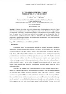 WATER STREAM GENERATOR OF MILLIMETER-WAVE RADIATION